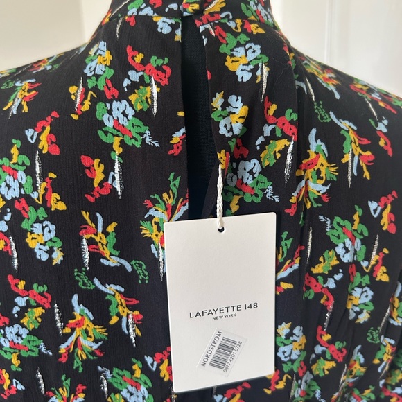 Lafayette 148 New York Green and Orange Bishop Sleeve Gown - Picture 4 of 4